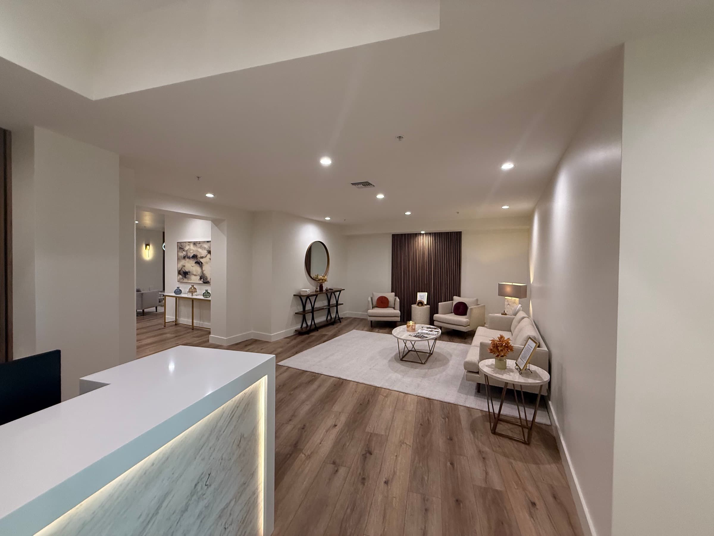 Reception desk and seating area at 2475 Townsgate